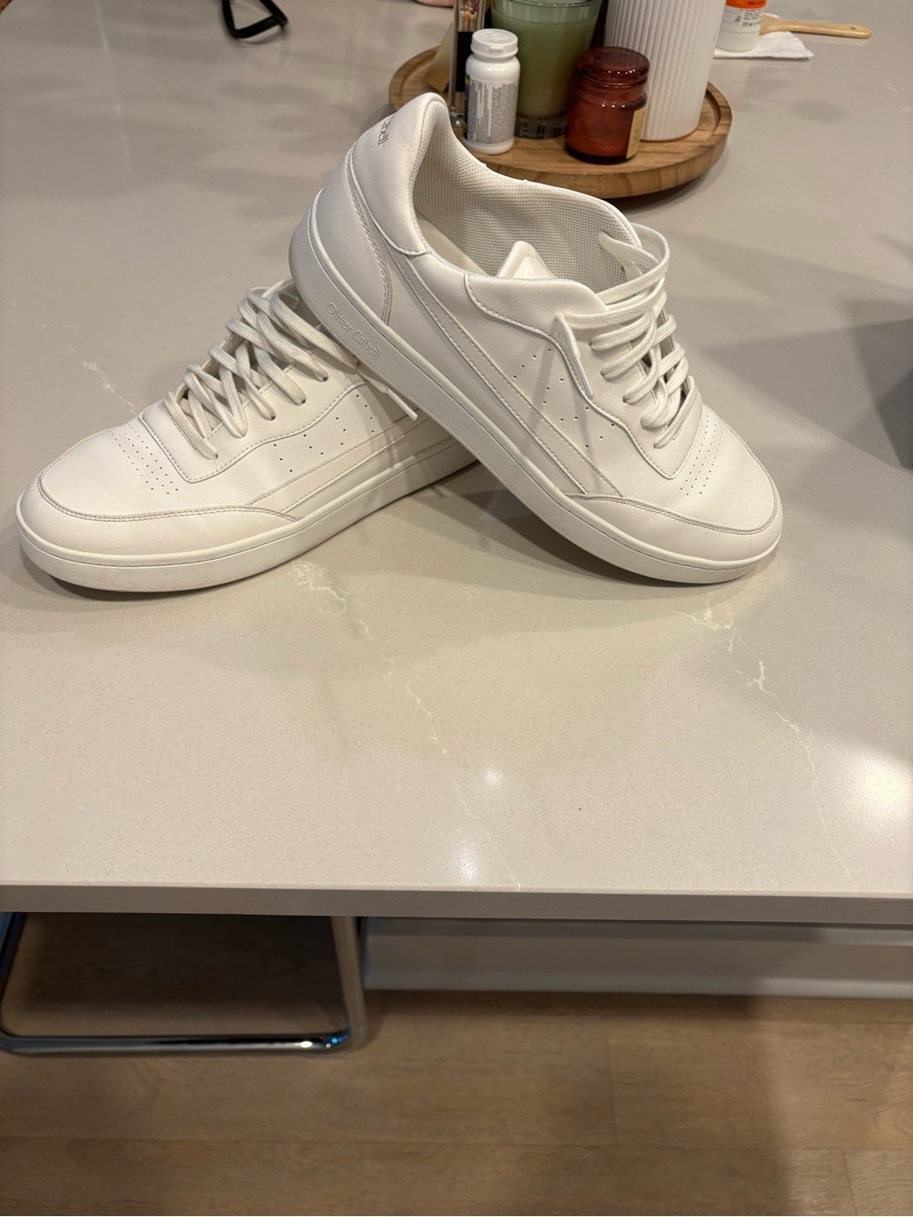 Oliver Cabell White Low-Top Leather Sneakers